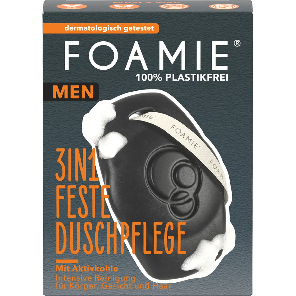 Foamie Men 3in1 feste Duschpflege Aktivkohle 90 g