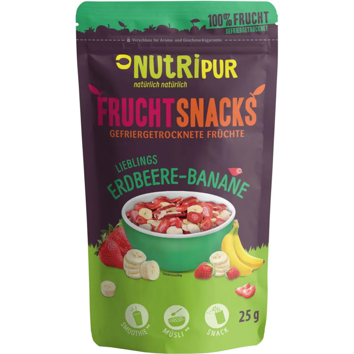 NutriPur Fruchtsnacks Erdbeere-Banane 25 g