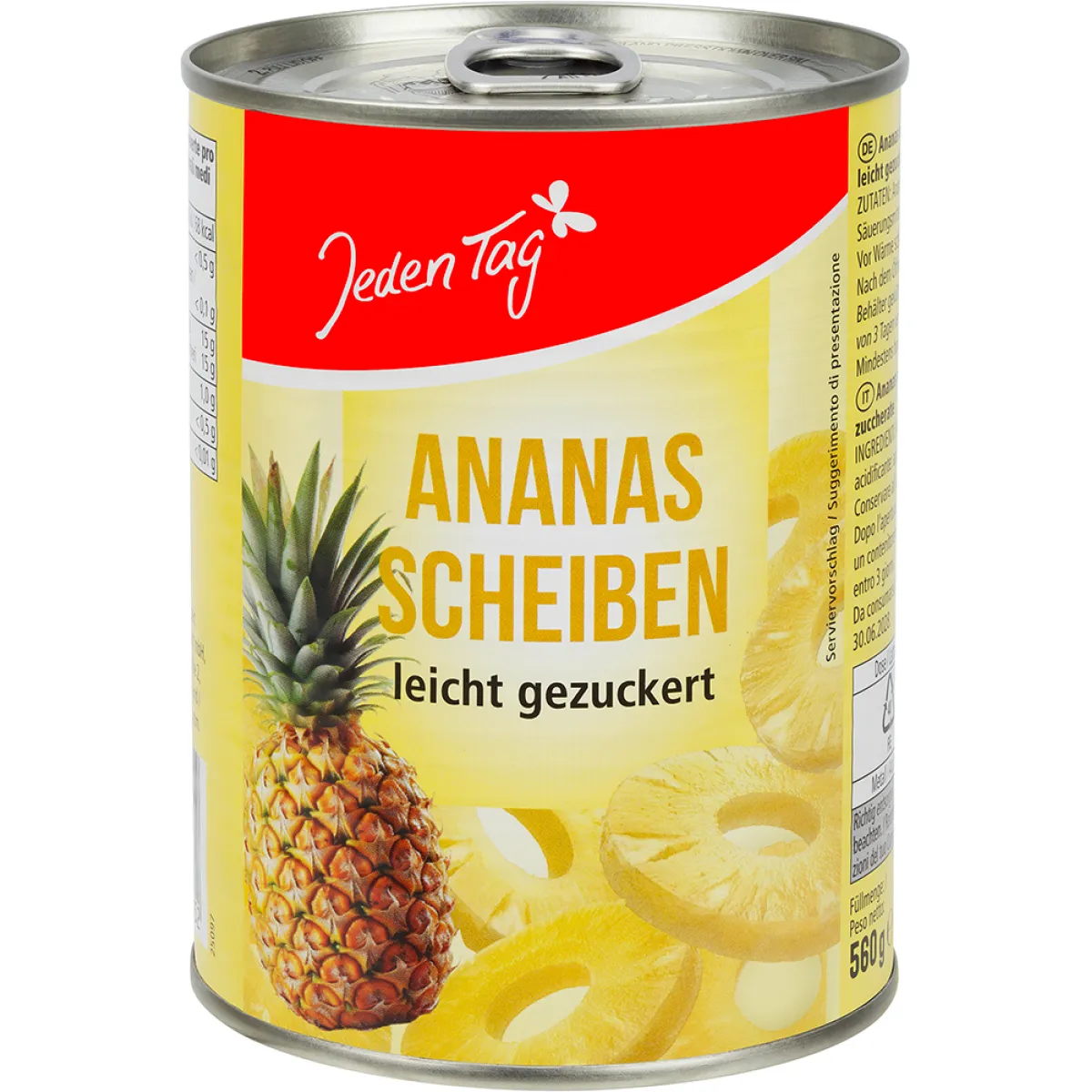 Jeden Tag Ananas Scheiben leicht gezuckert 560 g