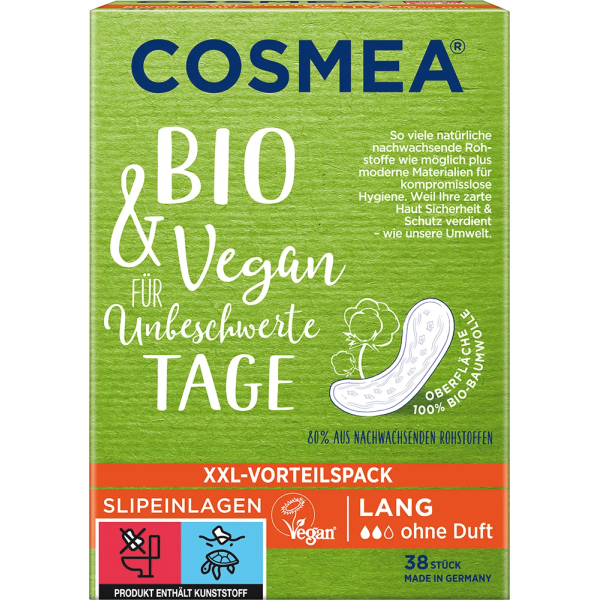 Cosmea Slipeinlagen Bio Comfort Lang ohne Duft 38 Stück