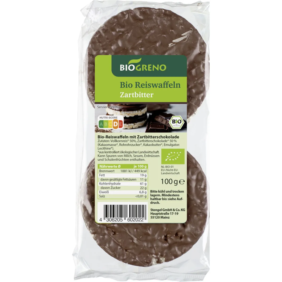 Biogreno Reiswaffeln Zartbitter 100 g