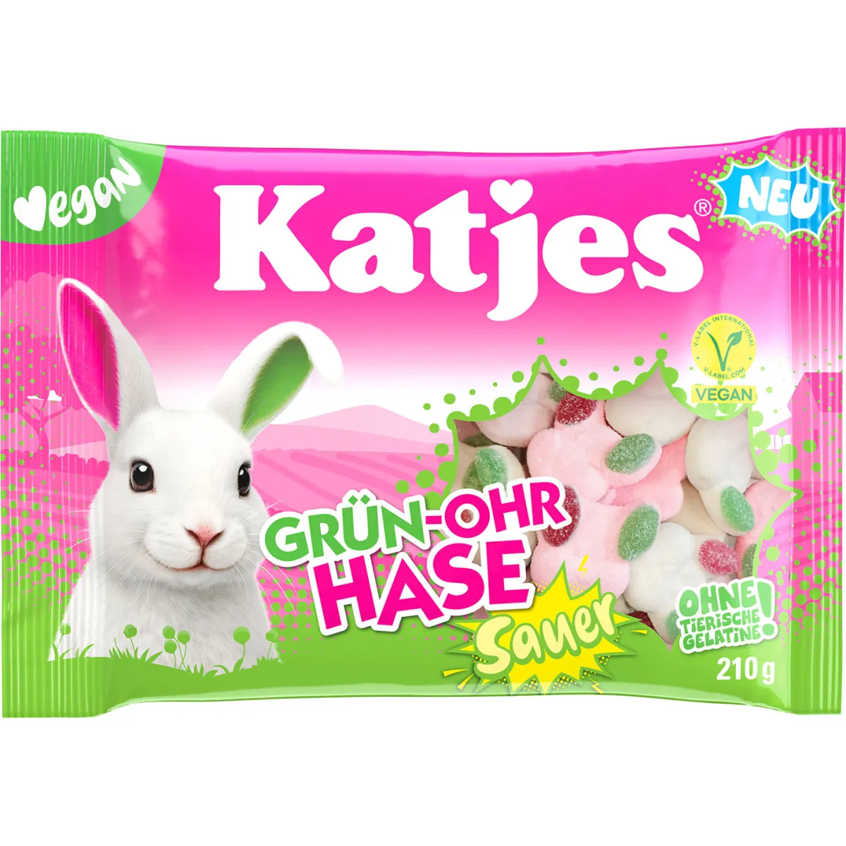 Katjes Grün-Ohr Hase Sauer 210 g