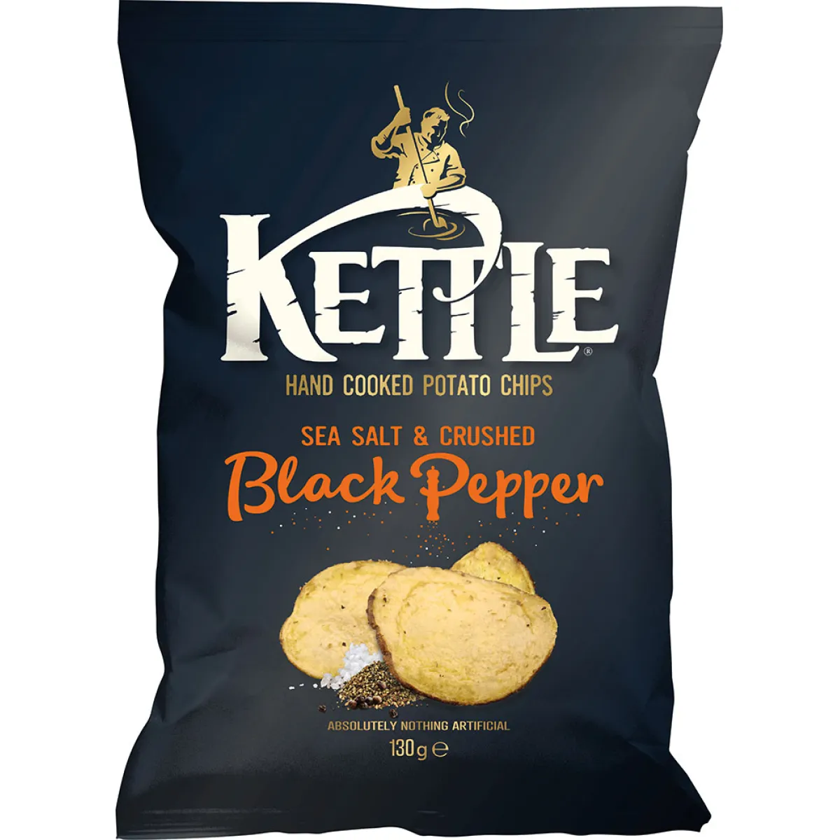 Kettle Hand Cooked Potato Chips Sea Salt & Crushed Black Pepper 130 g