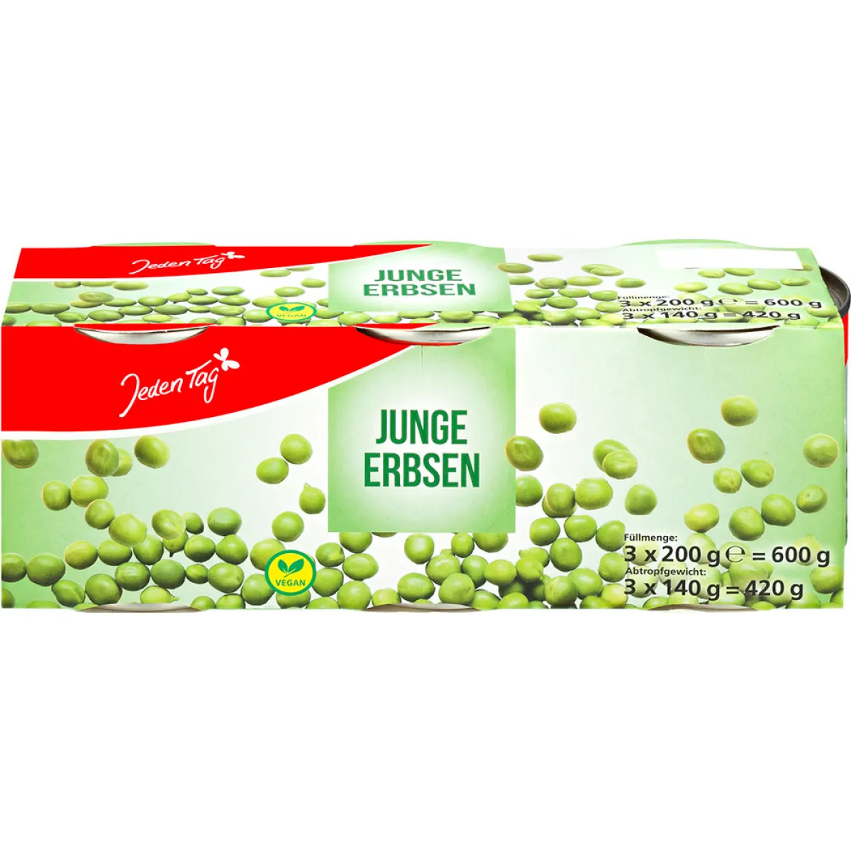 Jeden Tag Junge Erbsen 3 x 200 g