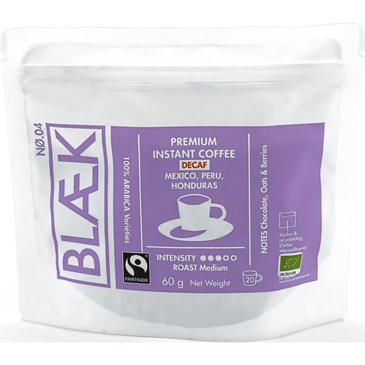 Blaek Instant Kaffee Decaf NØ.4 Medium Roast Bag 60 g