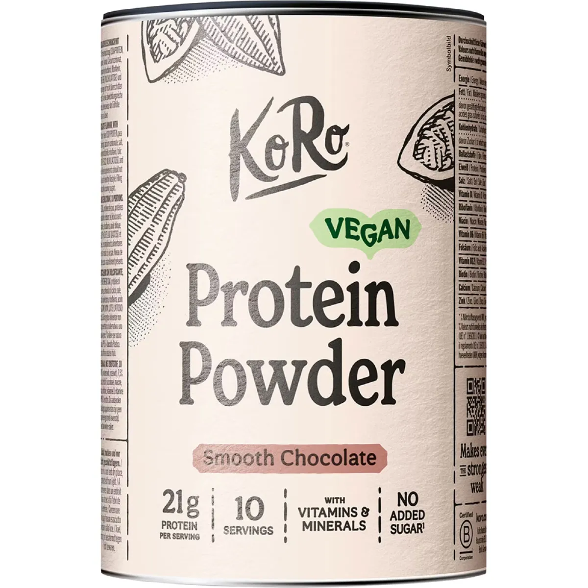 Koro Vegan Protein Powder Smooth Chocolate 300 g
