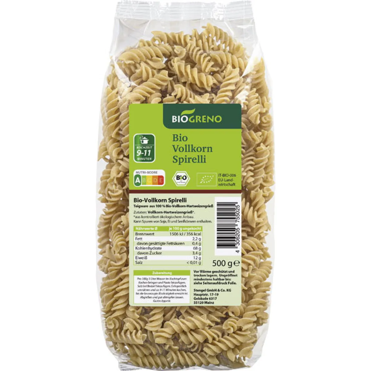 Biogreno Spirelli Vollkorn 500 g