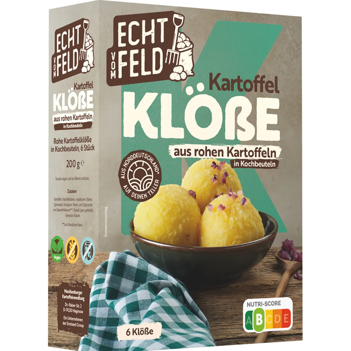Echt vom Feld Kartoffel Klöße aus rohen Kartoffeln im Kochbeutel 200 g