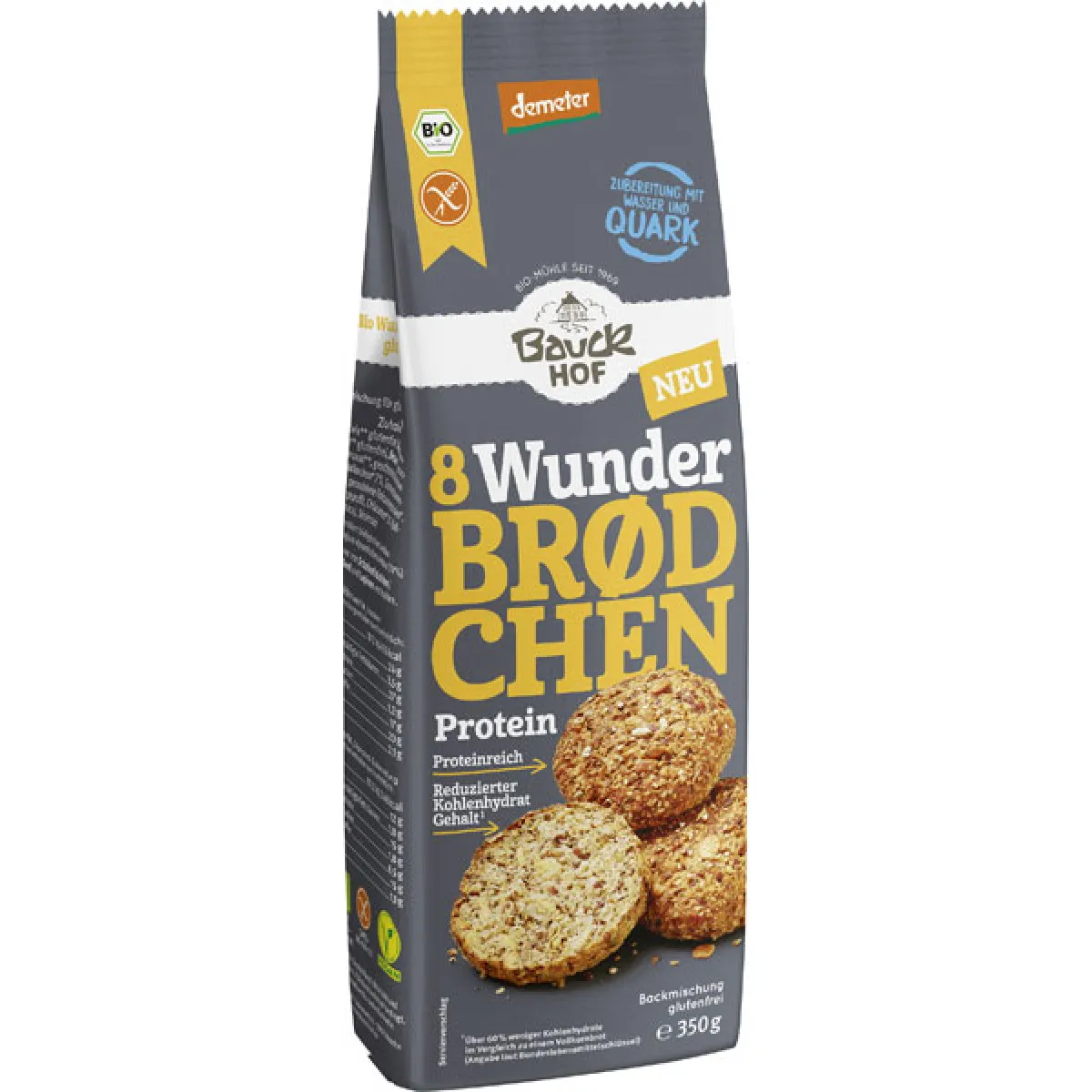 Bauck Mühle 8 Wunder brodchen Protein 350 g