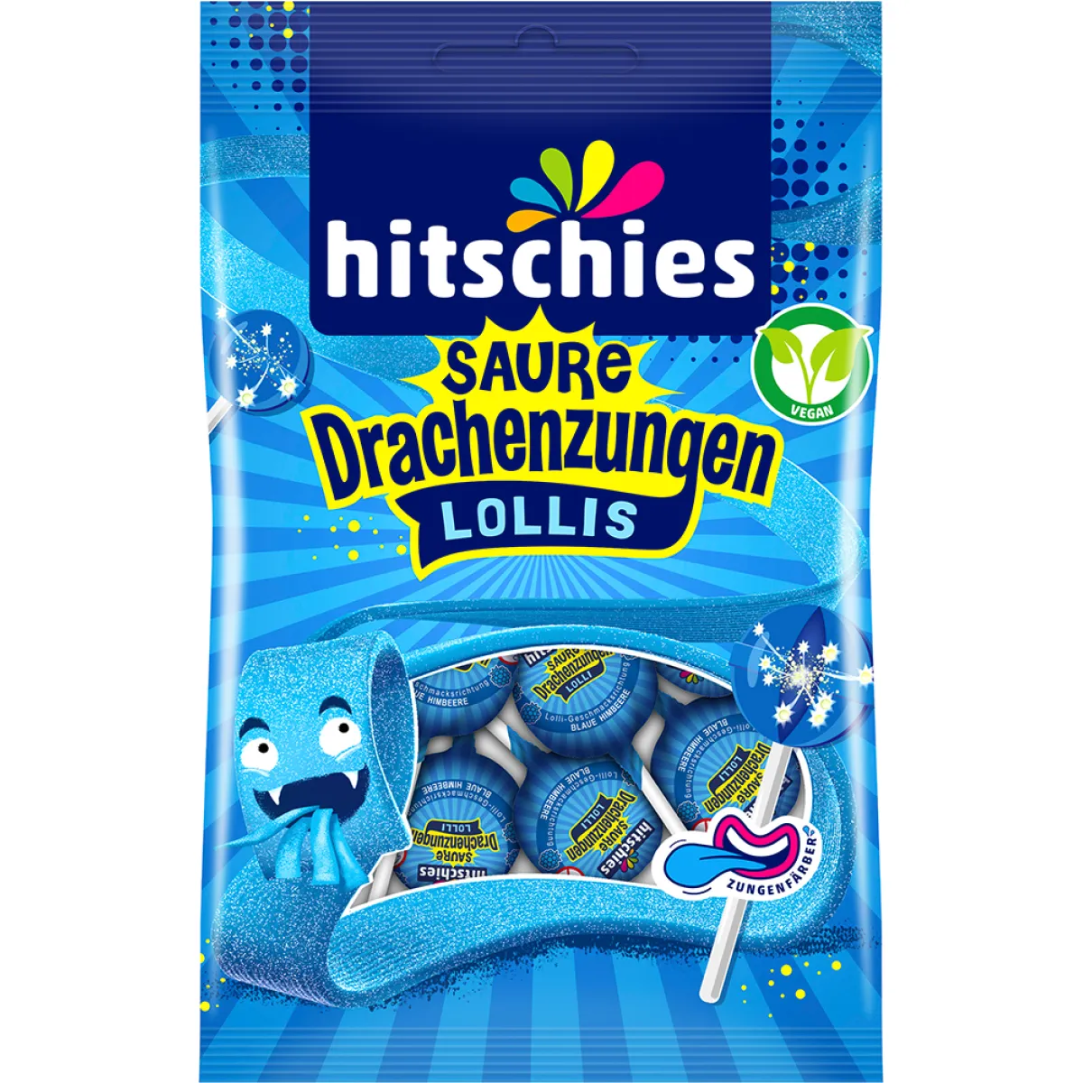 Hitschies saure Drachenzungen Lollis 8 Stück 128 g