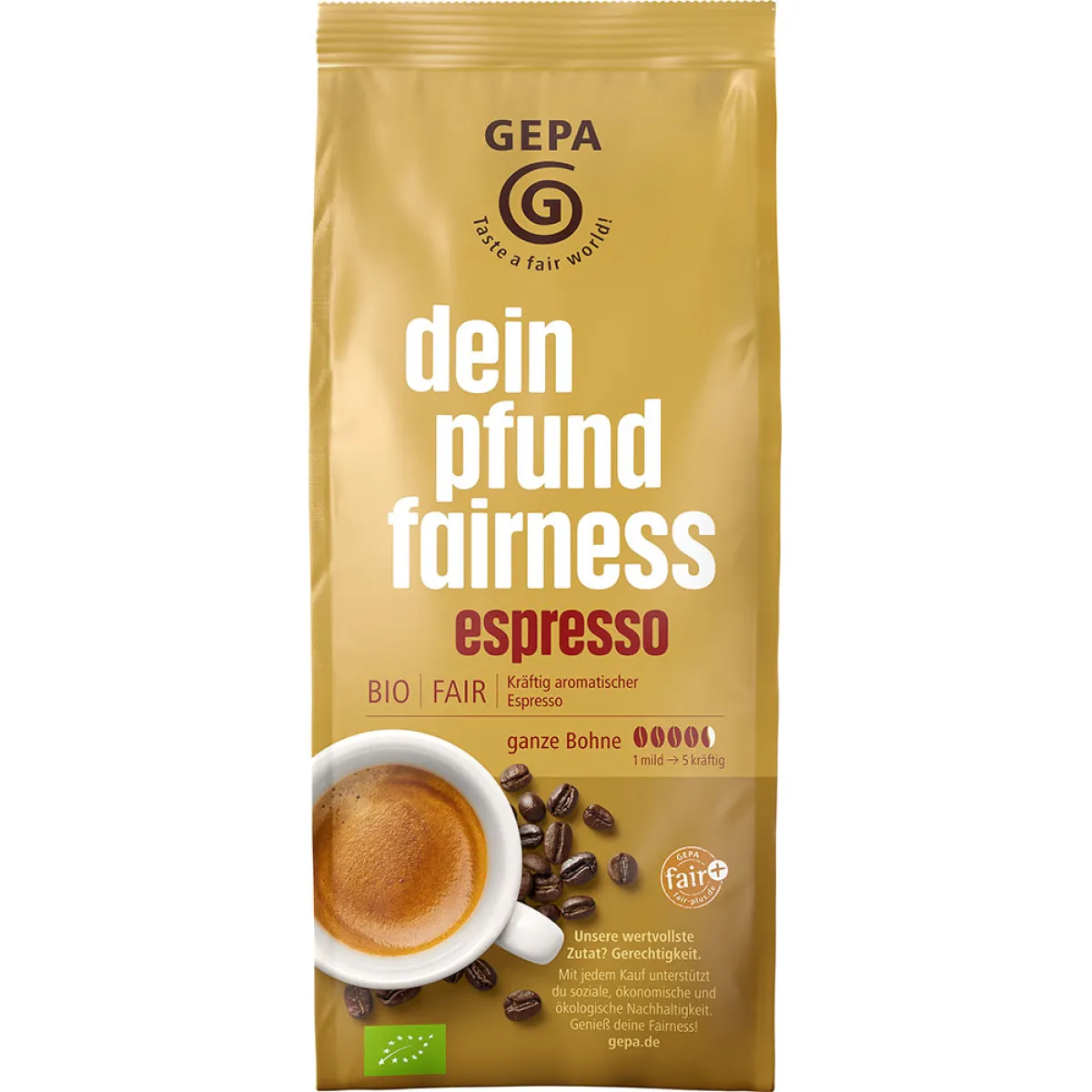 GEPA dein pfund fairness espresso ganze Bohne 500 g