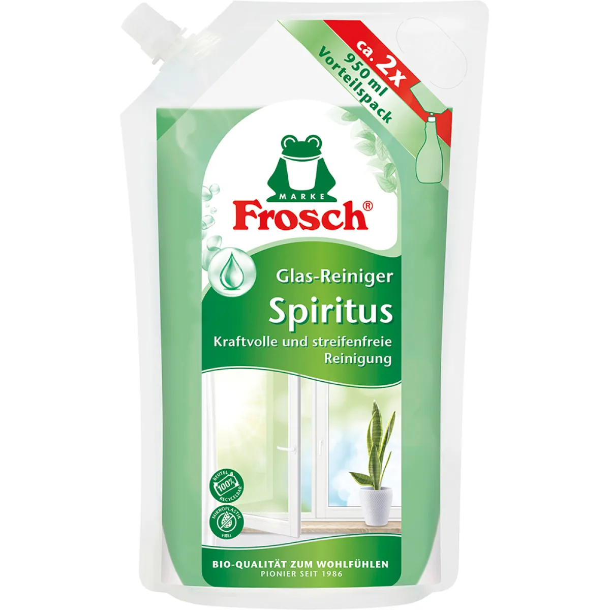 Frosch Glas-Reiniger Spiritus Nachfüllbeutel 950 ml