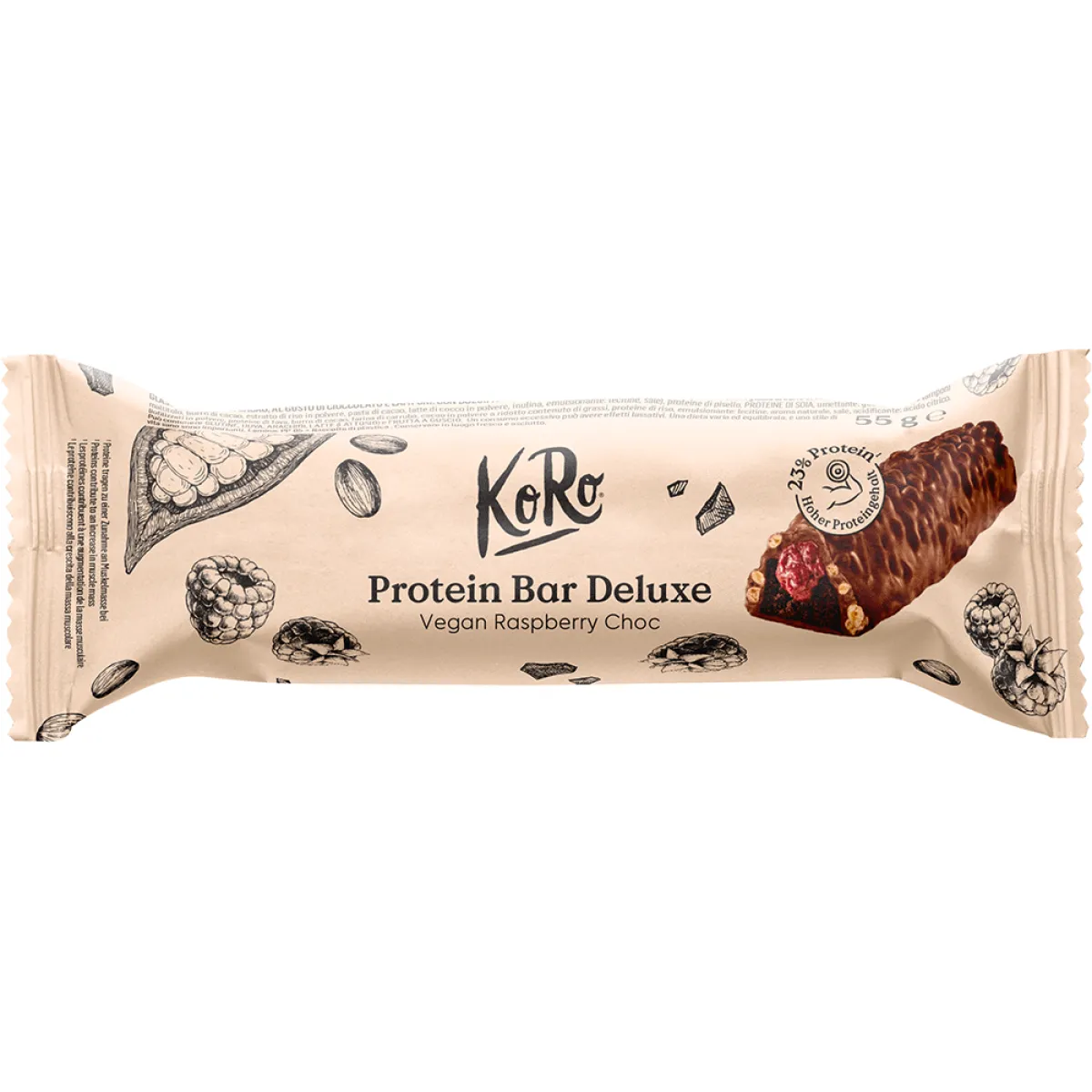 Koro Protein Bar Deluxe Raspberry Choc 55 g