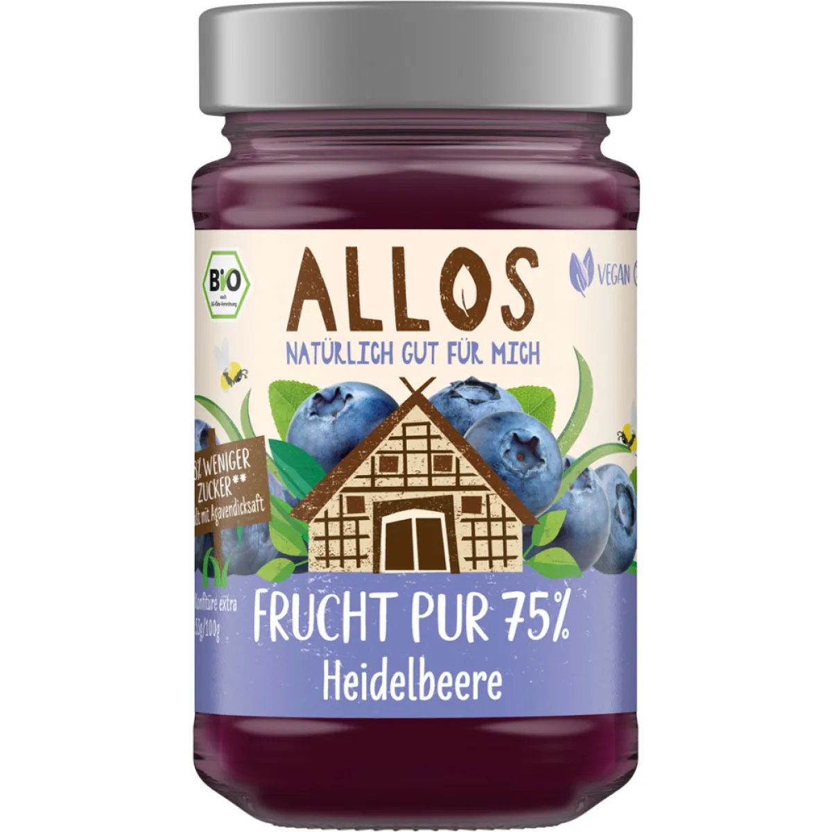 Allos Frucht Pur 75% Heidelbeere 250 g