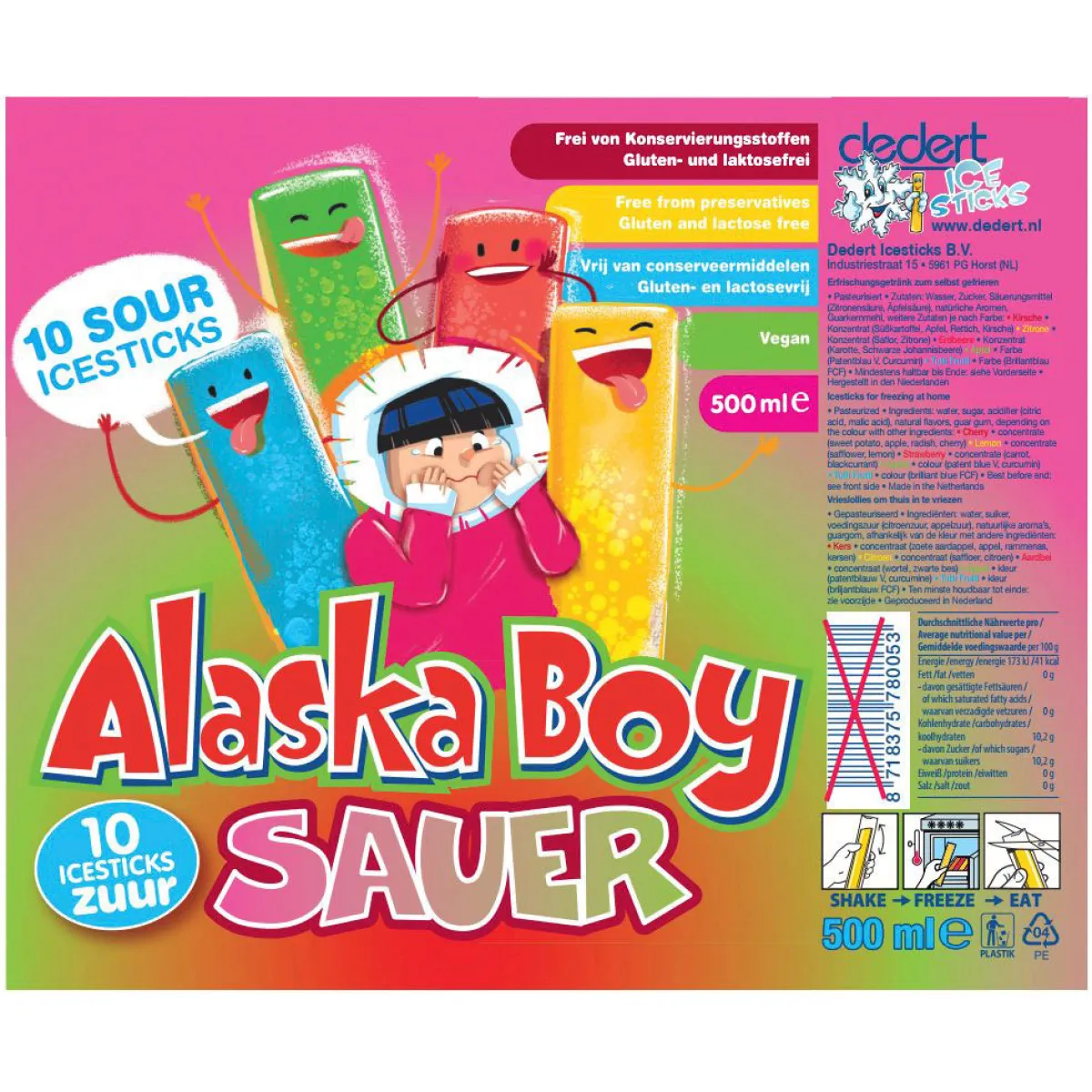Alaska Boy Wassereis Sauer 10 Stück 500 ml