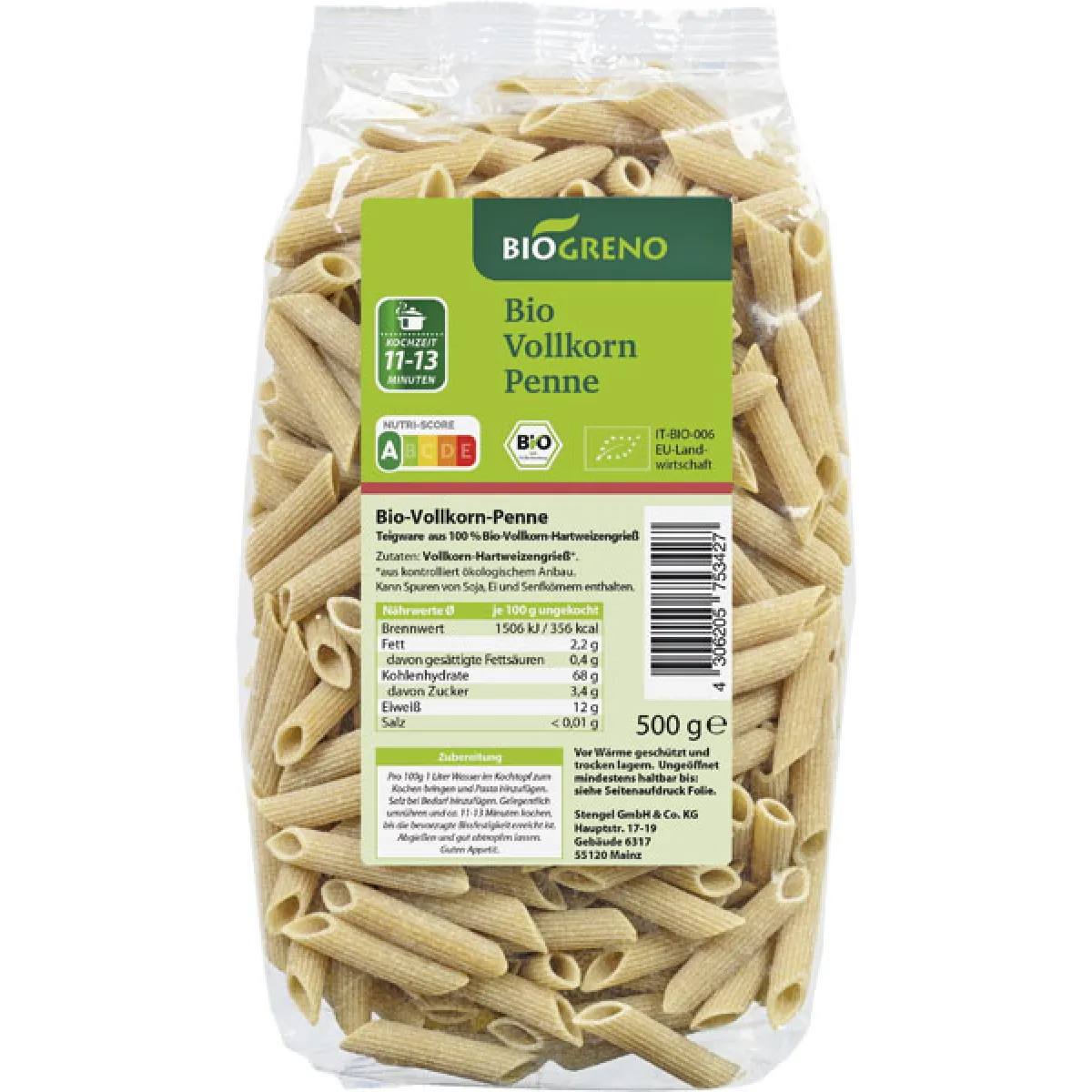 Biogreno Penne Vollkorn 500 g