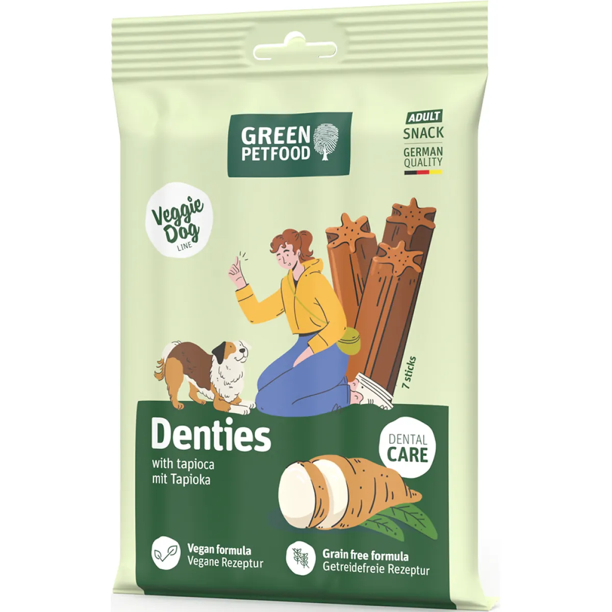 GreenPetfood Veggie Dog Kausnack Denties mit Tapioka 180 g