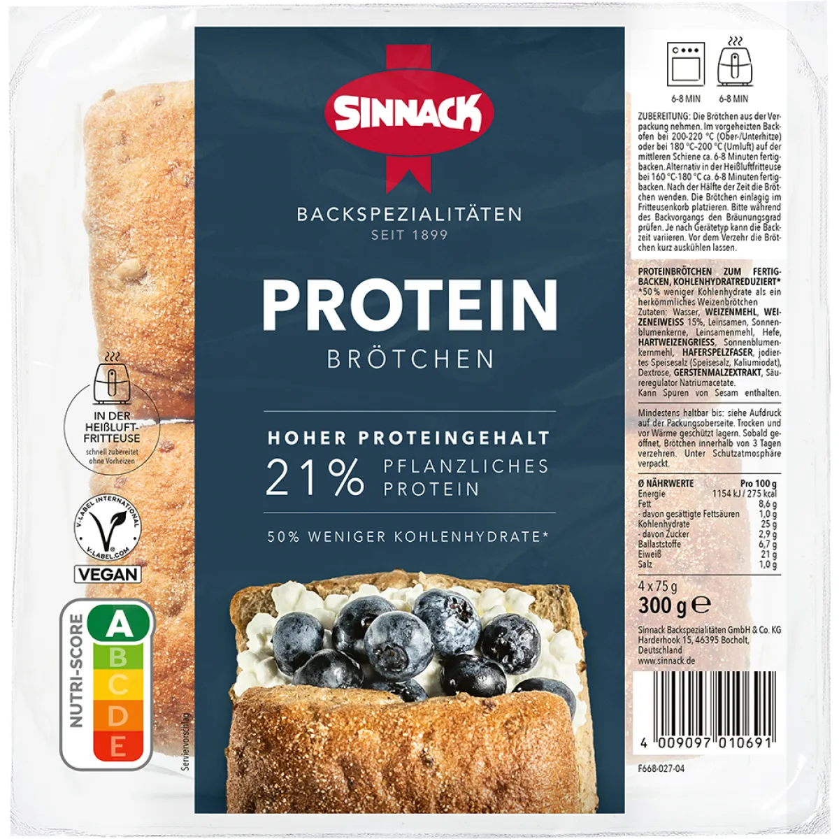 Sinnack Protein Brötchen 300 g
