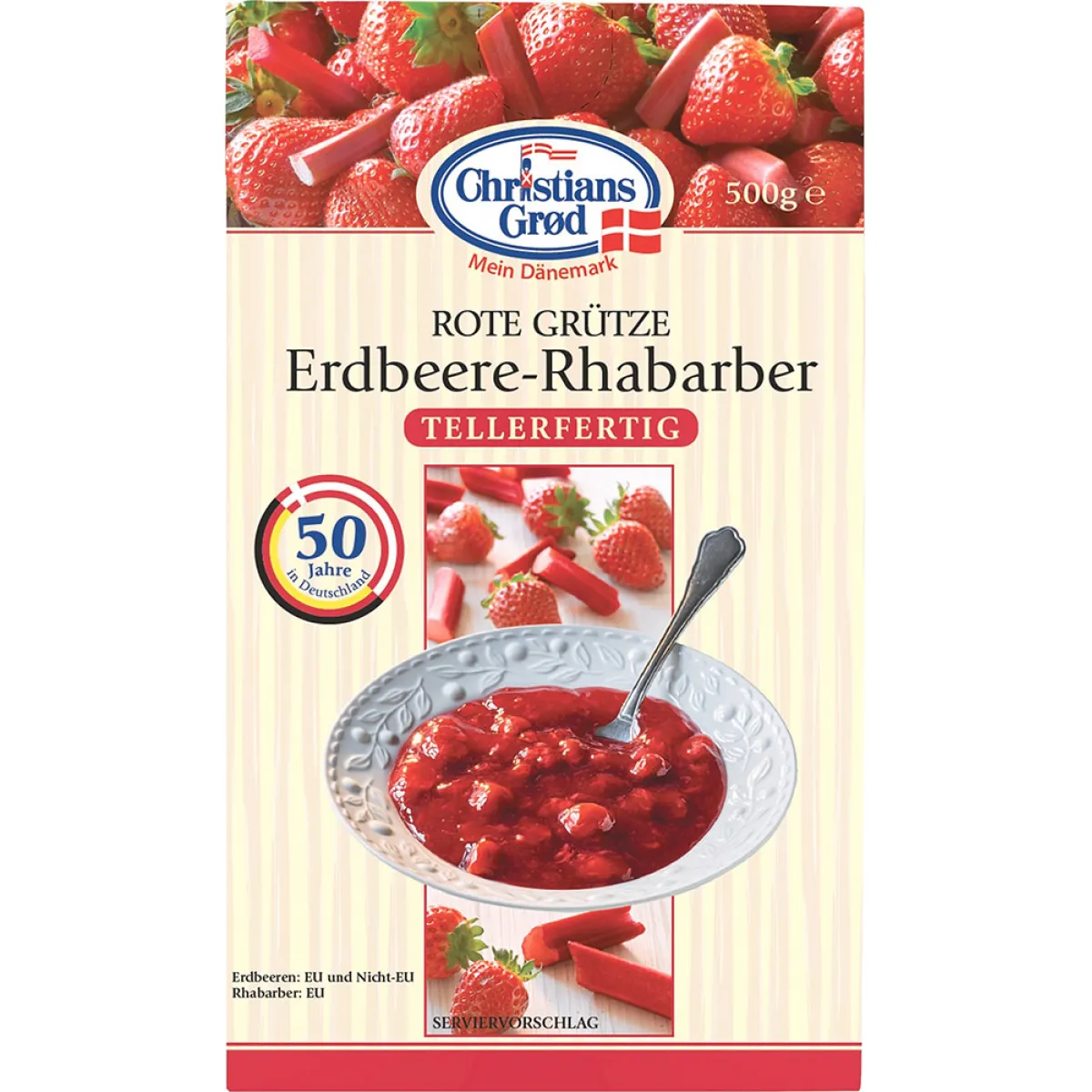 Christians Grød Rote Grütze Erdbeere-Rhabarber 500 g