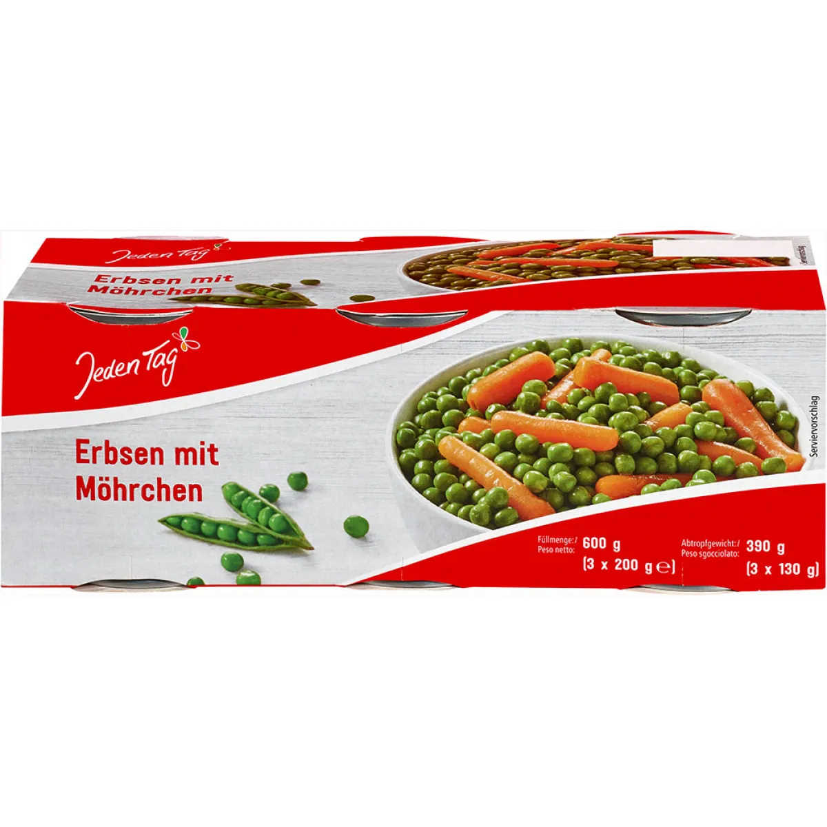 Jeden Tag Erbsen mit Möhrchen 3 x 200 g