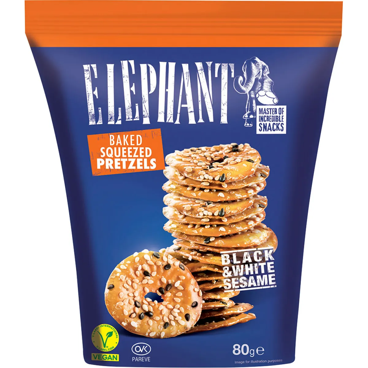 Elephant Pretzels Black & White Sesame 80 g