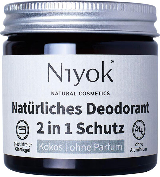 Niyok Deodorant Creme im Glas-Tiegel - Kokos, ohne Parfum 50 g