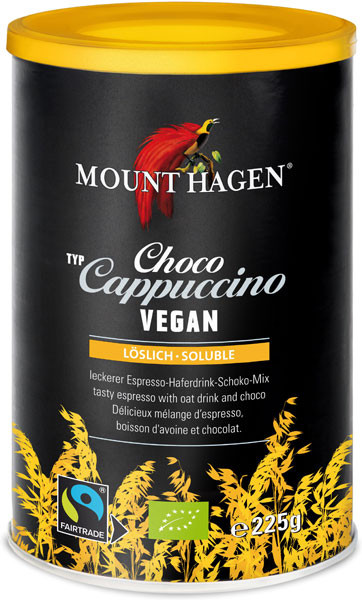 Mount Hagen Bio Cappuccino Vegan Choco 225g