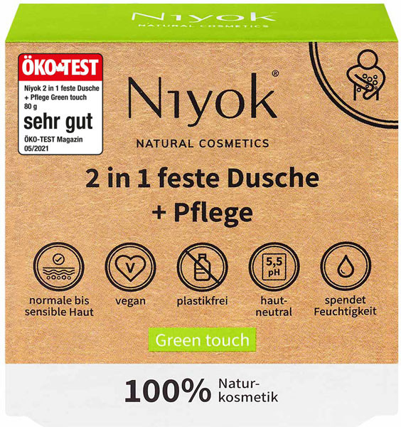 Niyok 2 in 1 feste Dusche und Pflege - Green touch 80 g