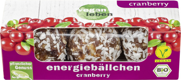 vegan leben Energiebällchen cranberry 60 g