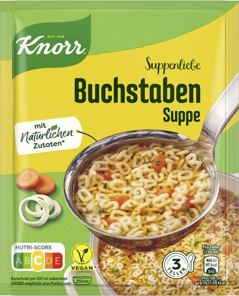 Knorr Buchstaben Suppe für 3 Teller