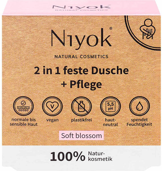 Niyok 2 in 1 feste Dusche und Pflege - Soft blossom 80 g